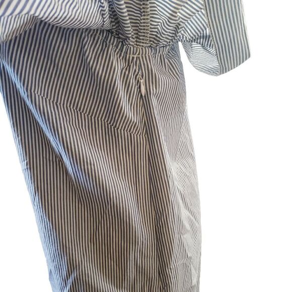 Abercrombie Pinstripe One Shoulder Ruffle Shift Dress MEDIUM - Picture 8 of 14
